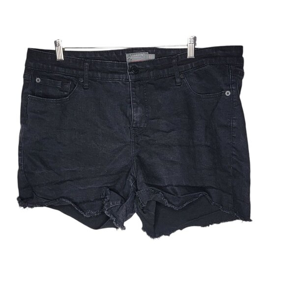 Torrid Plus Size Women's 16 Black Mid-Rise Mid‎ Short Vintage Stretch Raw Hem - Picture 1 of 4